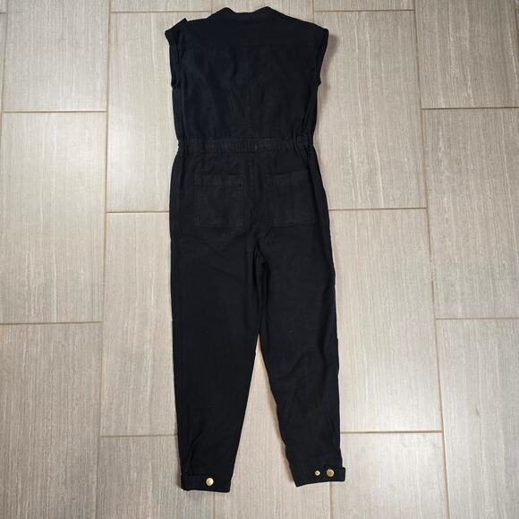 Anthropologie Halsey Utility Jumpsuit Boiler Suit Black Lyocell Size XS - Picture 11 of 15